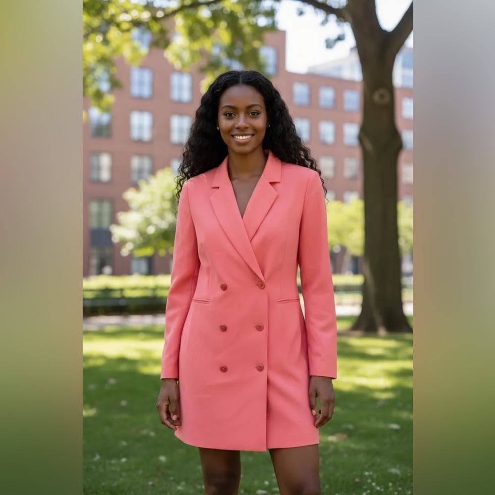 Caractère Coral Pink Double-Breasted Blazer Dress – Size US 10 (IT 46)